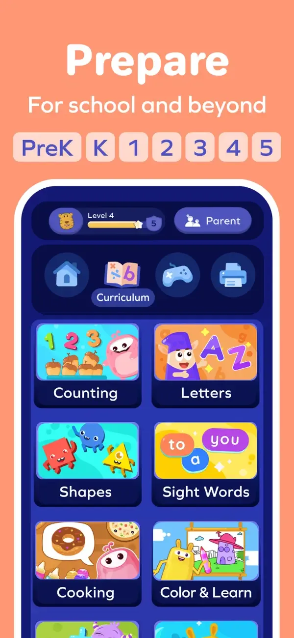 Large SplashLearn characters hosting curriculum activities