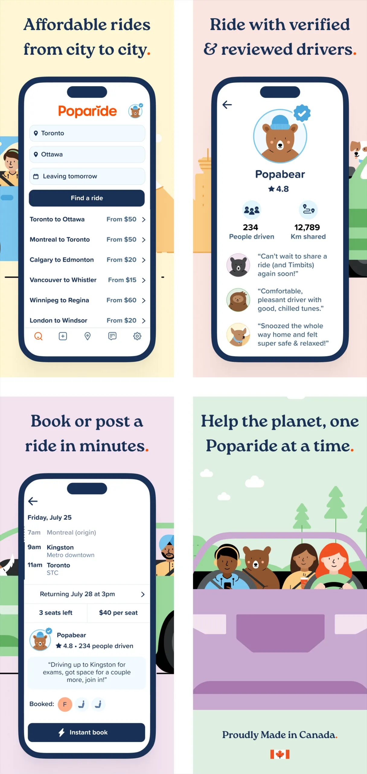 Large Popabear driver profile inside the redesigned Poparide app