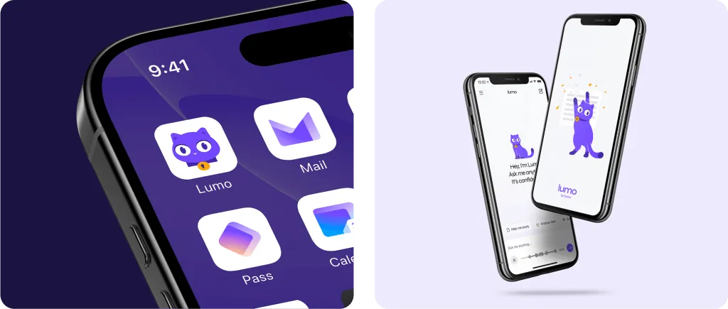 Lumo appearing prominently in the product's illustrated universe