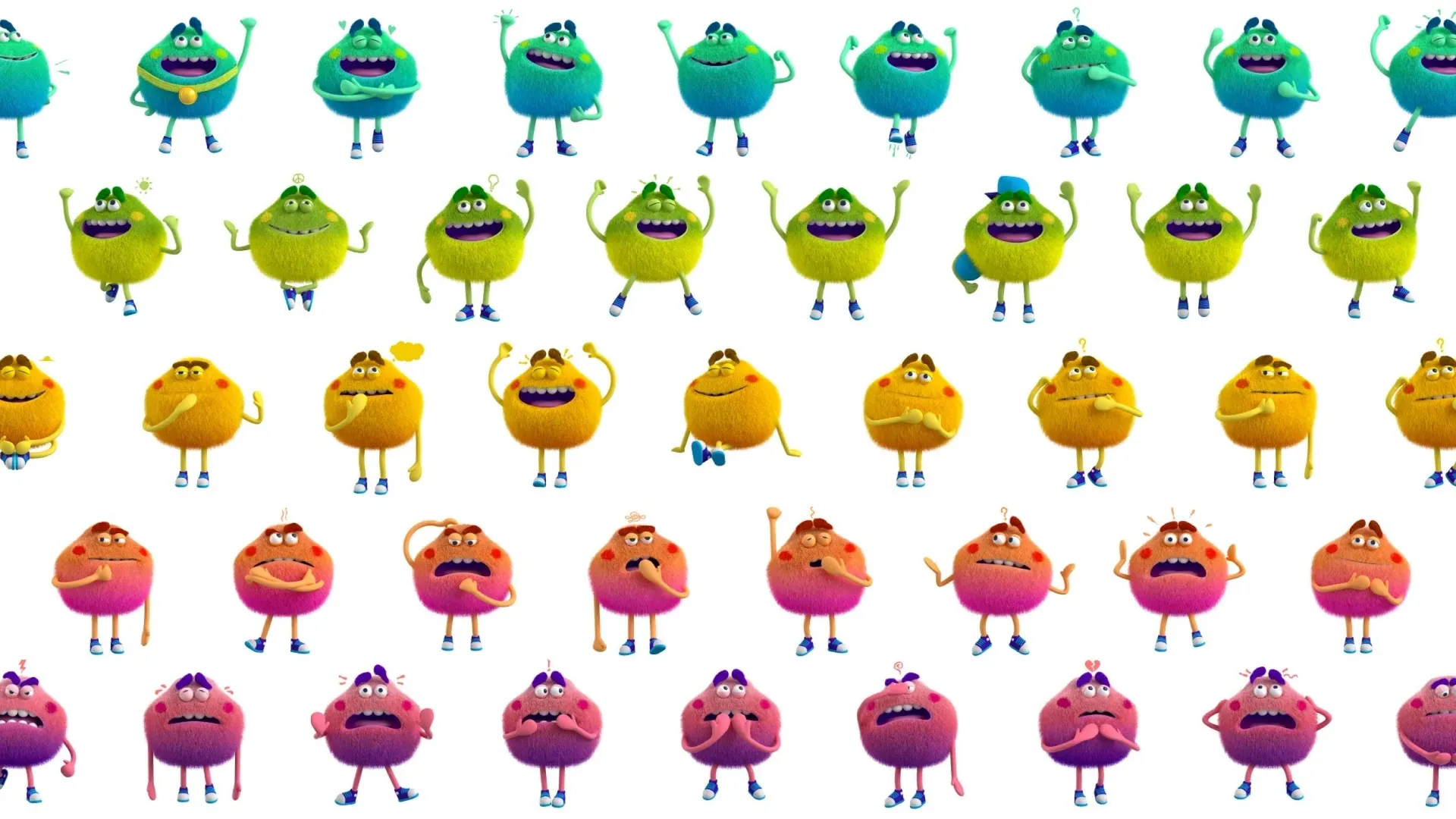 Grid of colorful Feelings Monster expressions