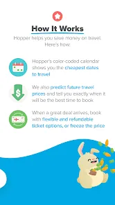 Hopper bunny characters celebrating around the app's travel explanation