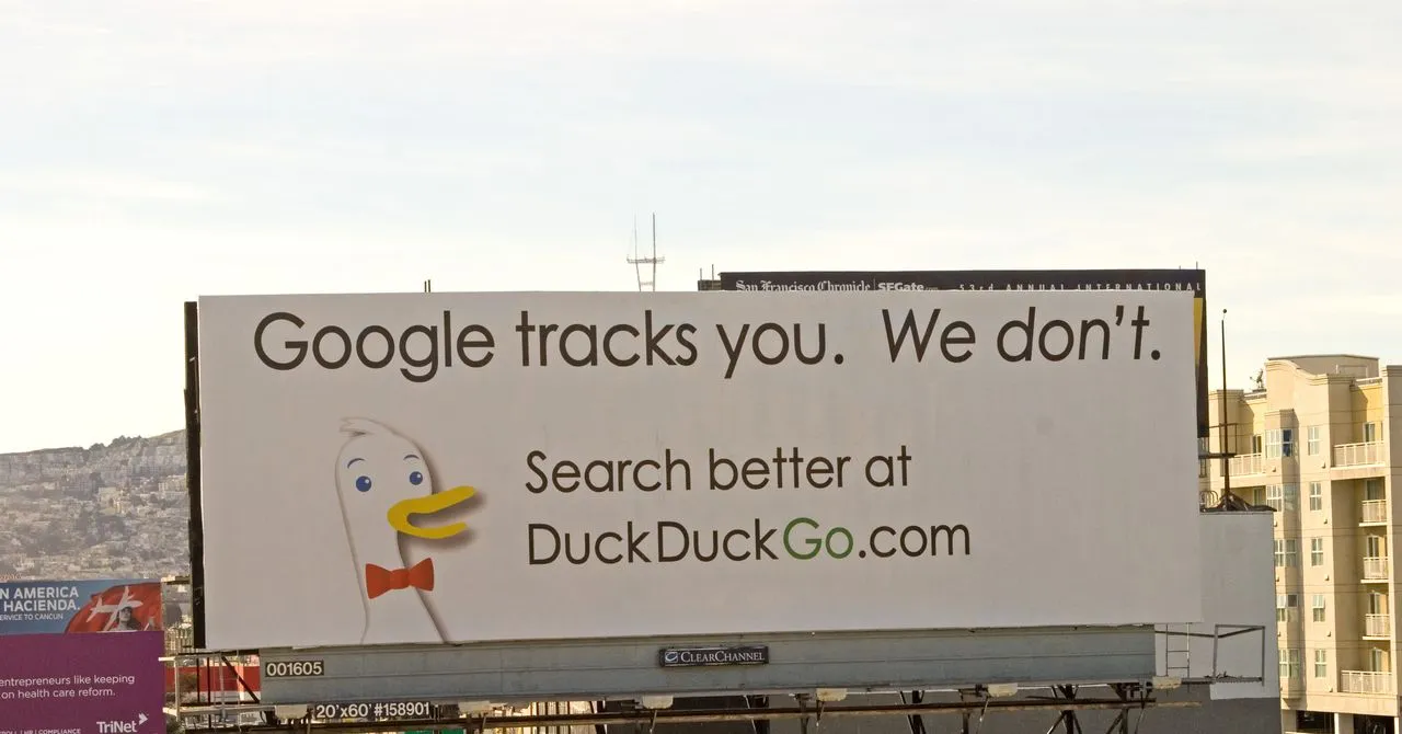 Dax Brown on a large DuckDuckGo privacy billboard