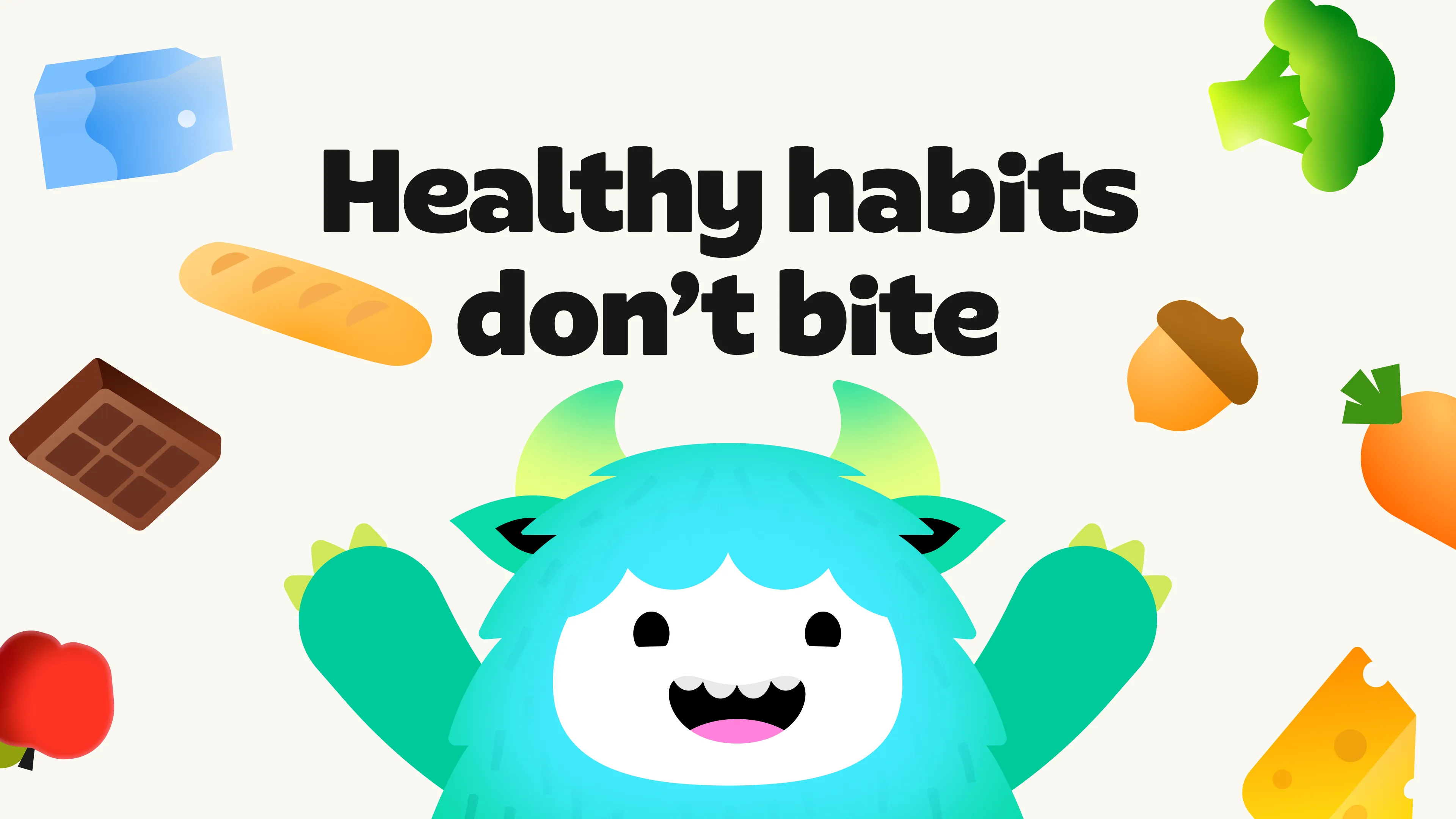 Close-up of Yettie smiling beneath a healthy habits headline