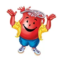 Kool-Aid Man as a smiling red drink pitcher
