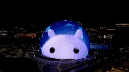 The Android Bot animated across the Las Vegas Sphere during CES 2024