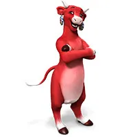The red Laughing Cow mascot