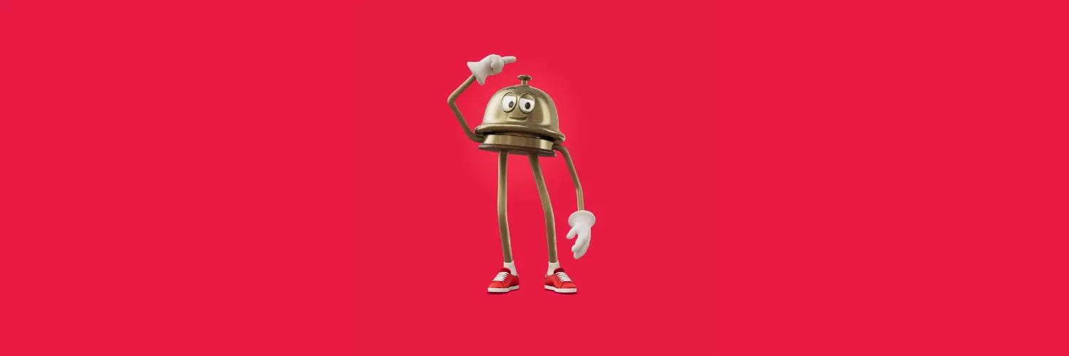 Bellboy, the red Hotels.com hotel-service robot mascot