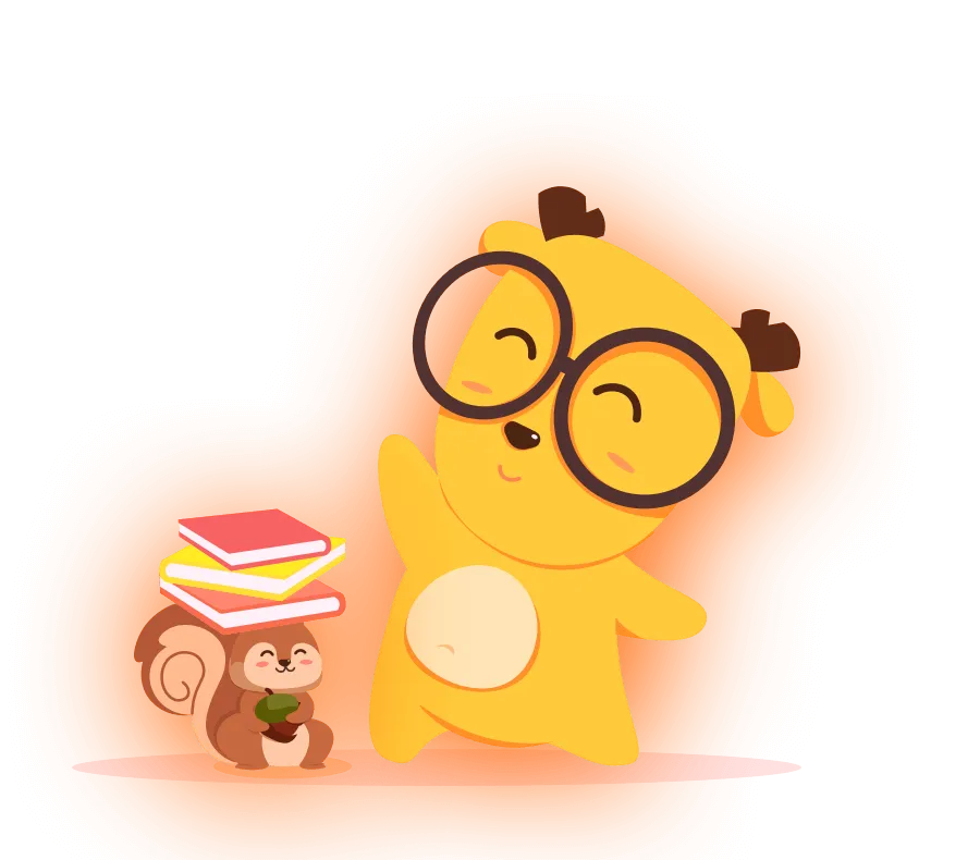 LingoDeer's cheerful cartoon deer mascot waving
