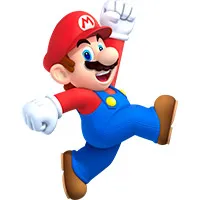 Nintendo's Mario running with one fist raised