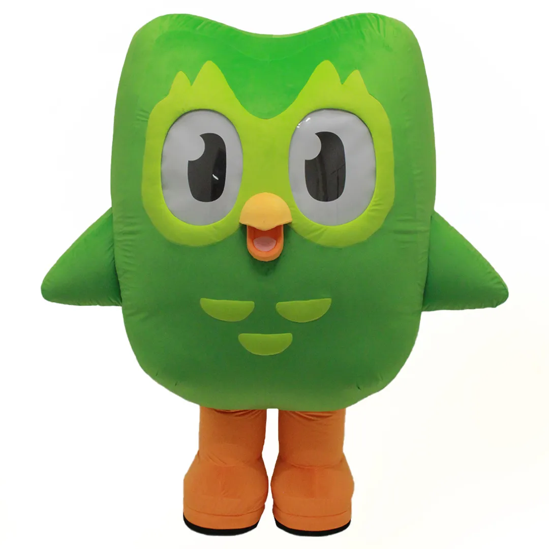 The full-size Duo the Owl mascot costume