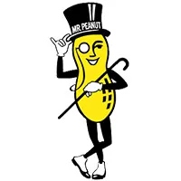 Mr. Peanut wearing a top hat and monocle