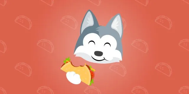 Taco the husky happily eating a taco in Trello campaign artwork