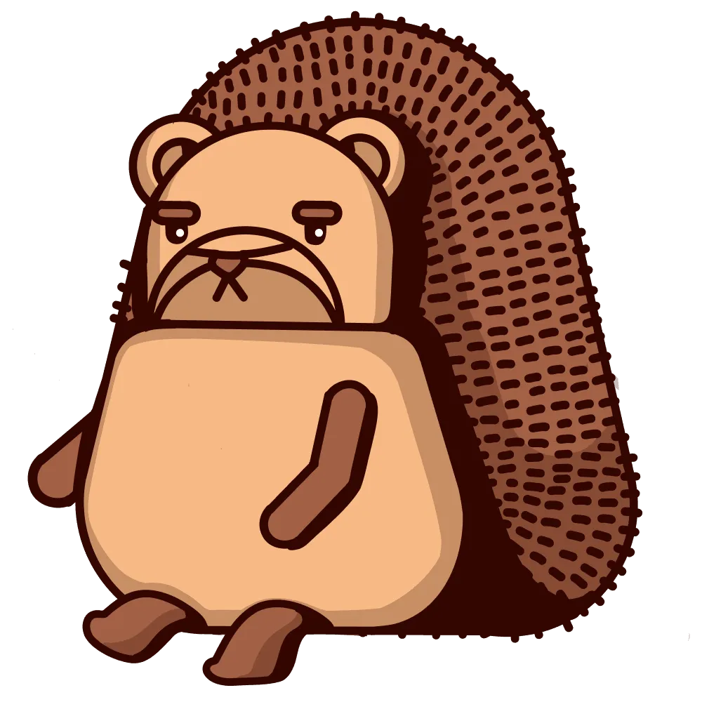 PostHog's illustrated hedgehog mascot sitting down
