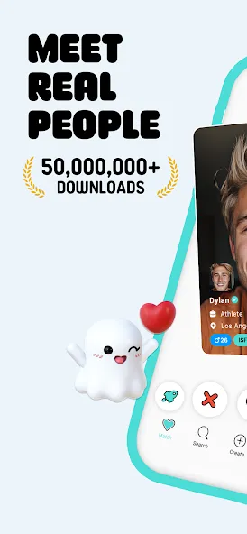 Boo's ghost mascot beside profiles in an official app-store screenshot