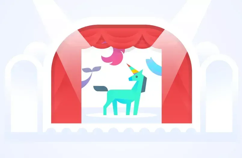 Asana's unicorn mascot revealed on a theatrical stage