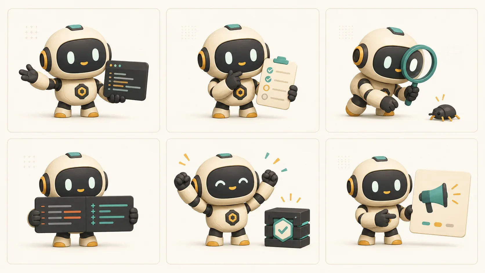 A consistent product mascot pose system generated through Claude Code and the svgapp MCP