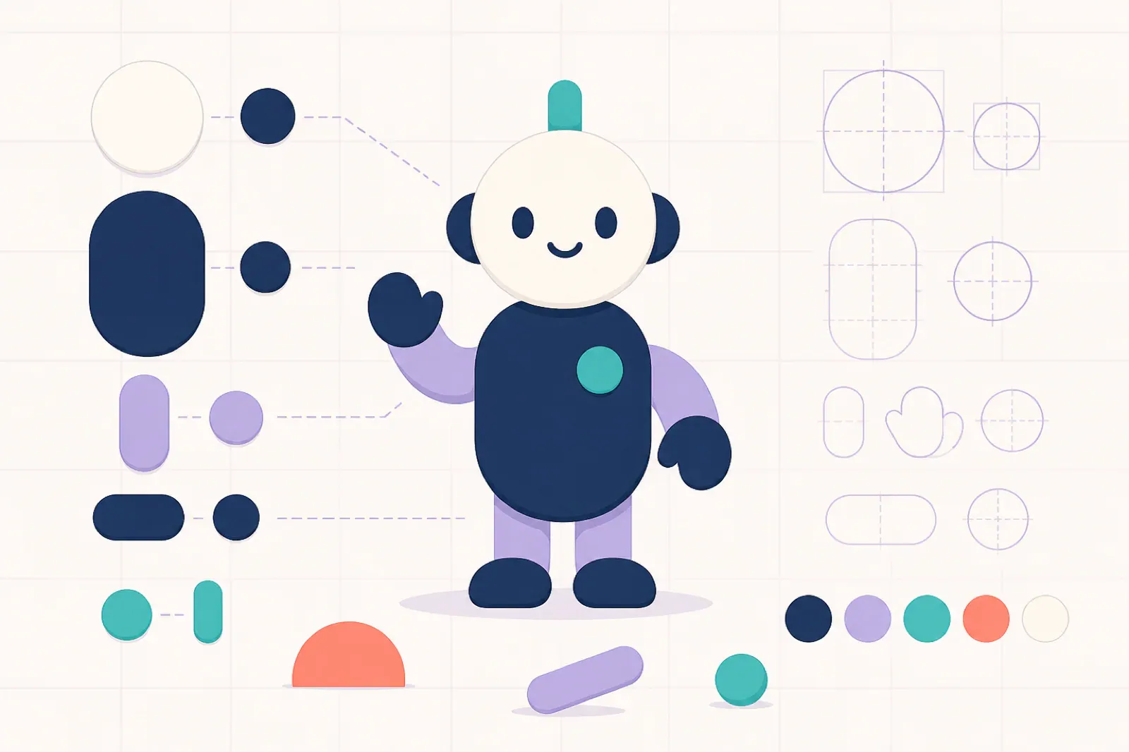 Simple Geometric Mascot Design for Apps