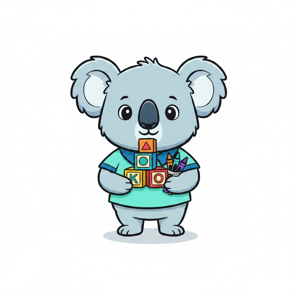 Kinder Koala Blocks and crayons